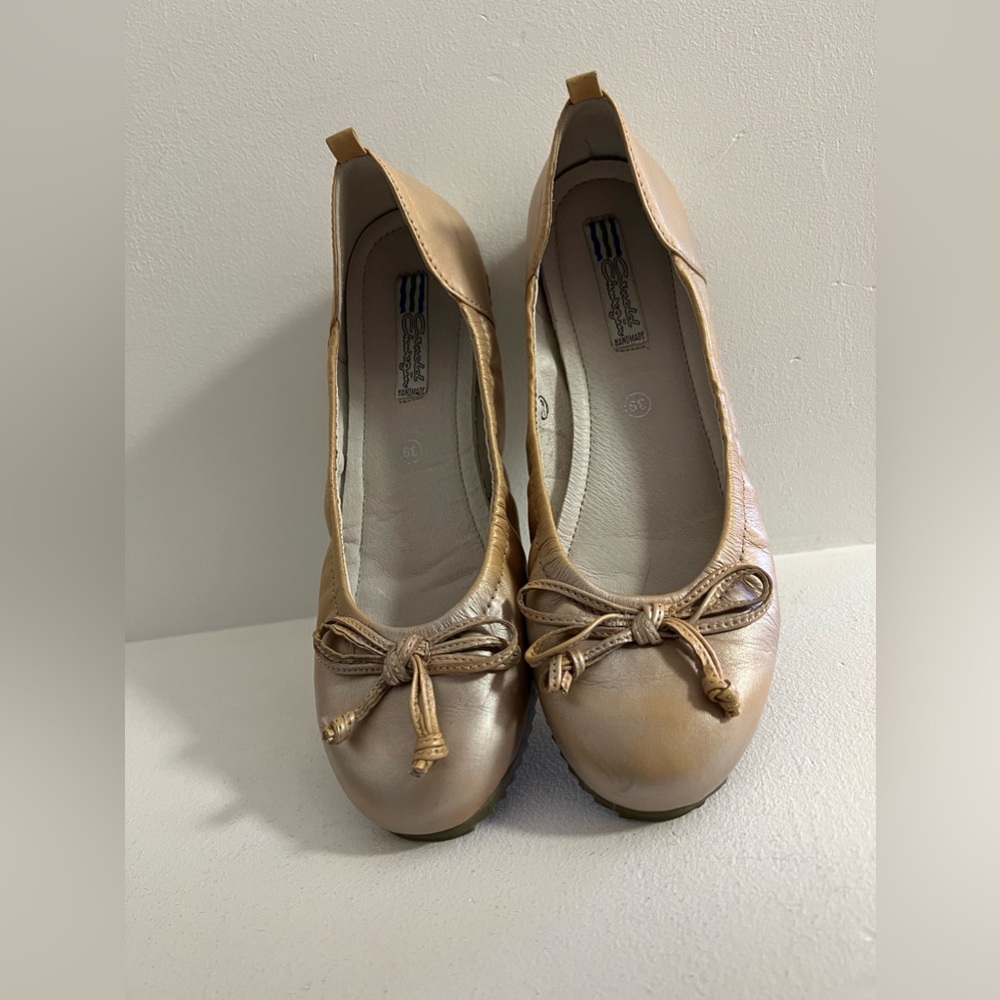 Arnold Churgin | Gold All Leather Ballet Flats